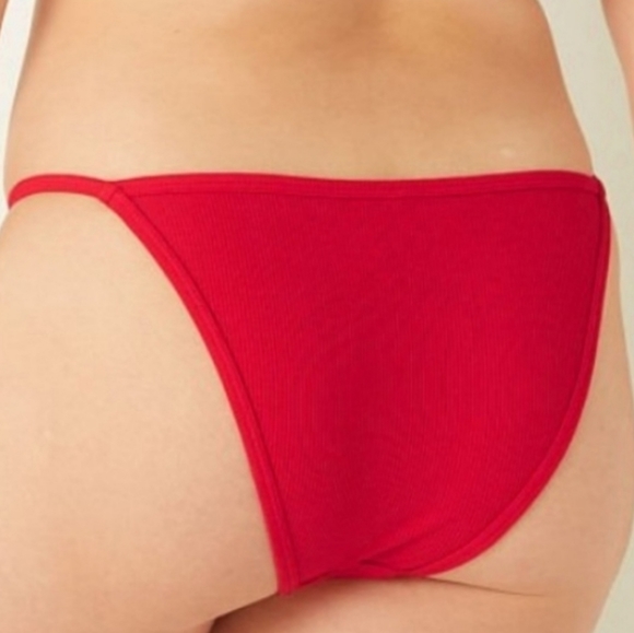 Victoria's Secret PINK Sequin Bling String Bikini Panty Ribbed Red NWT - Picture 3 of 11